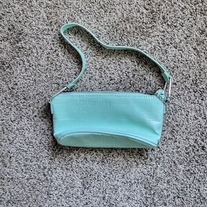 Bershka Light Green Croc-Texture Clutch